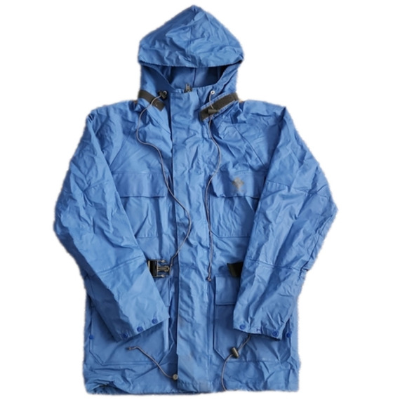 Columbia Vintage Orange Label Blue PVC Heavy Duty Raincoat - Picture 1 of 14